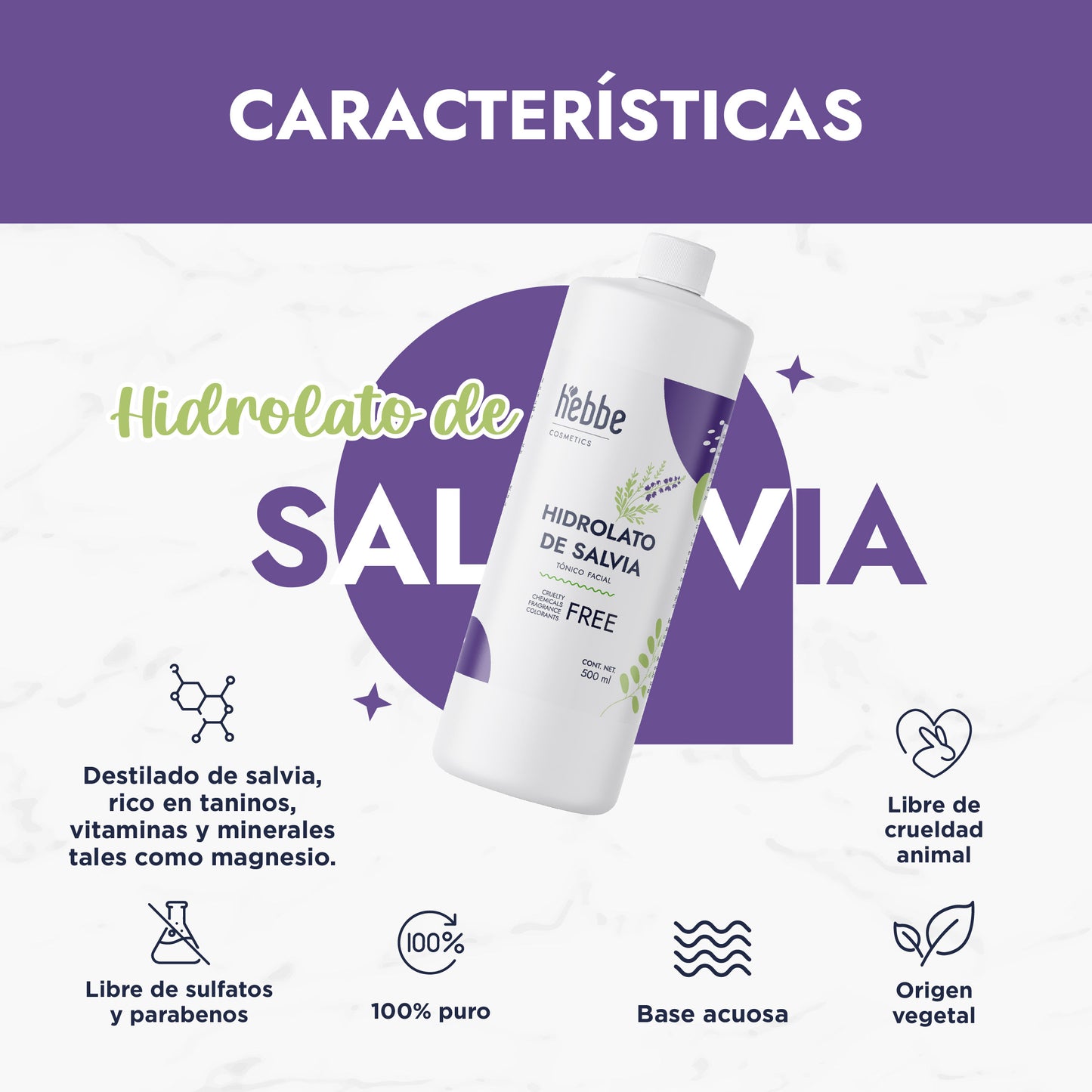 Hidrolato de Salvia | Facial y Corporal | Purificante, Seborregulador y Astringente