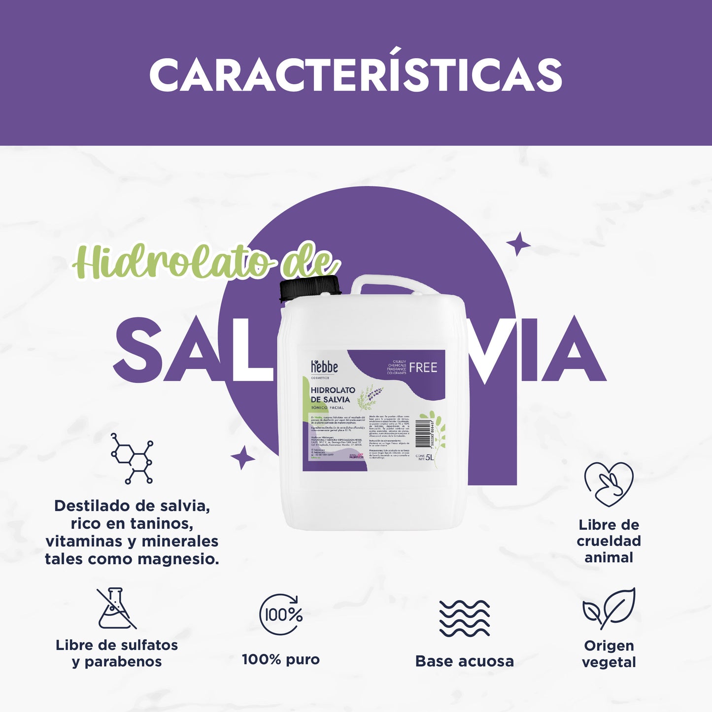 Hidrolato de Salvia | Facial y Corporal | Purificante, Seborregulador y Astringente