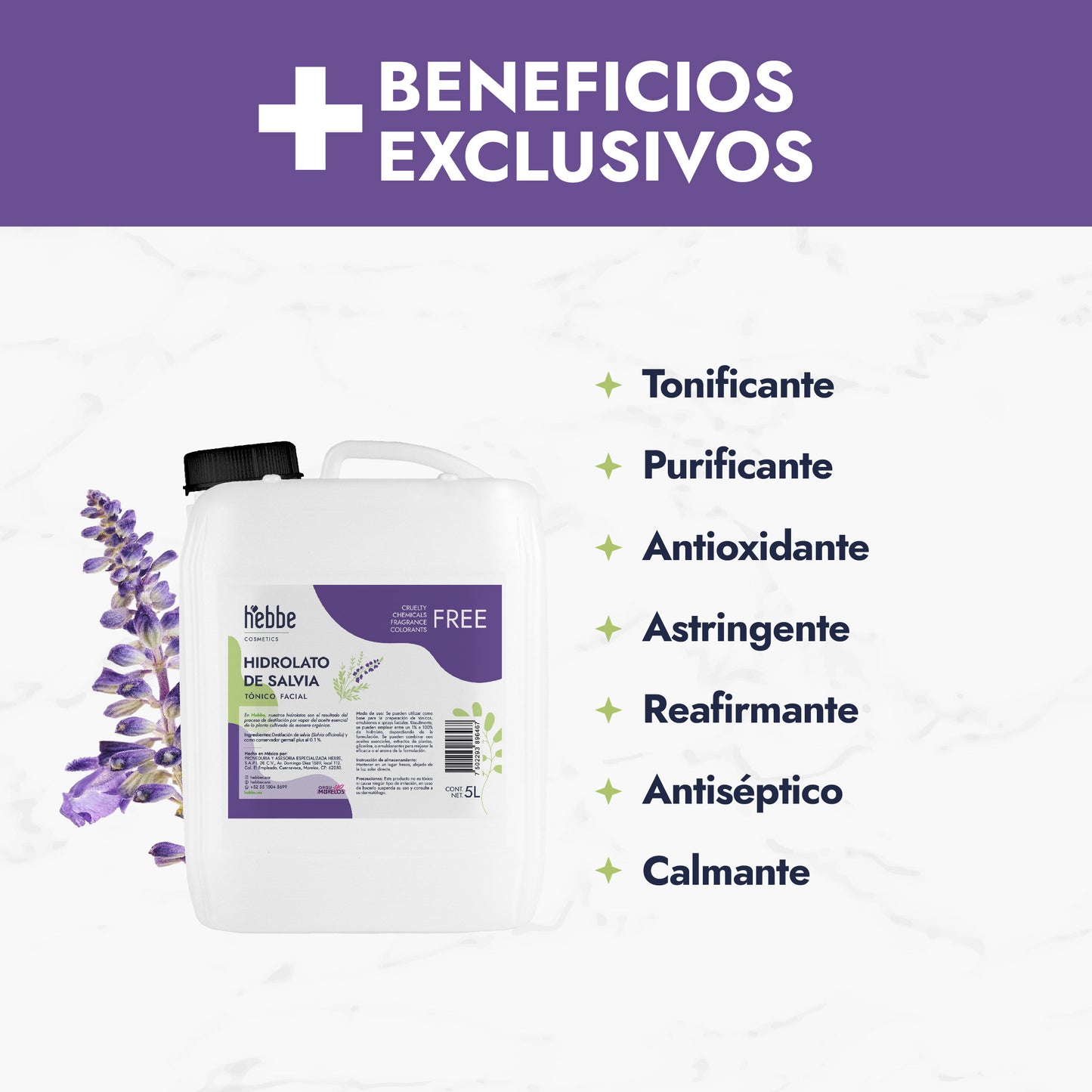 Hidrolato de Salvia | Facial y Corporal | Purificante, Seborregulador y Astringente