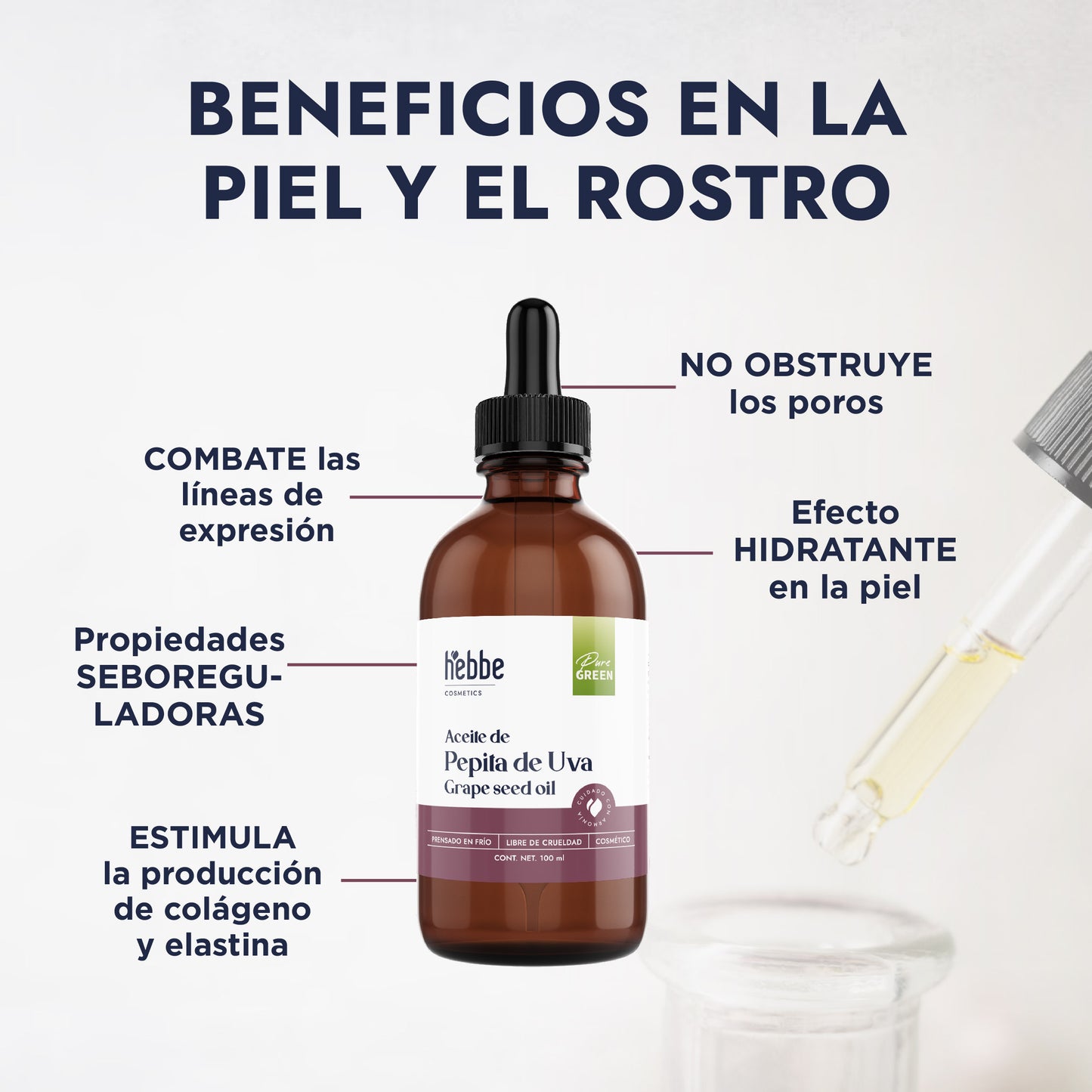 Aceite de Pepita de Uva Puro | Facial, Corporal y Corporal | Aceite de masaje, Antioxidante y Regulador Sebáceo