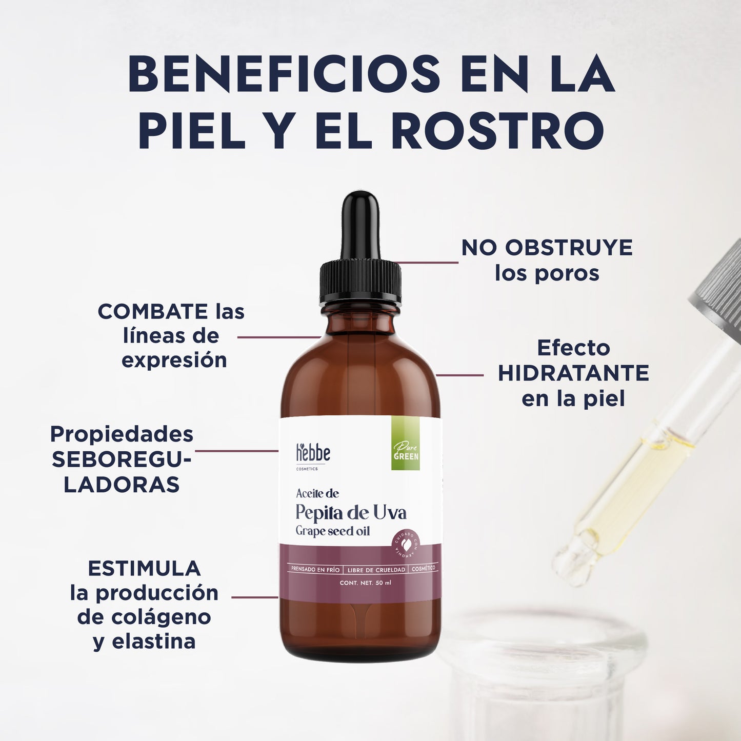 Aceite de Pepita de Uva Puro | Facial, Corporal y Corporal | Aceite de masaje, Antioxidante y Regulador Sebáceo