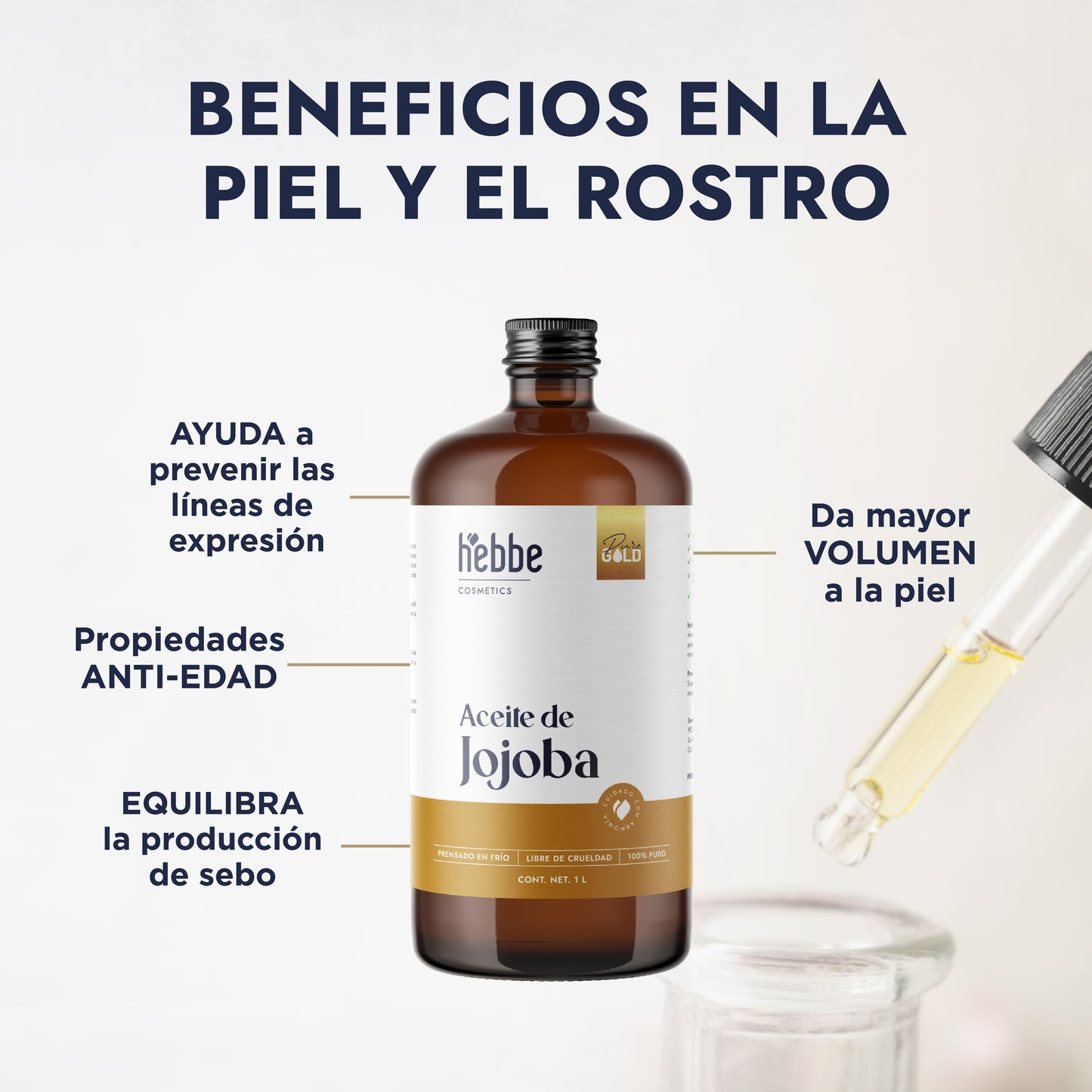 Aceite de Jojoba Cera natural | Facial, Capilar y Corporal | Seborregulador, Hidratante y Antioxidante Natural