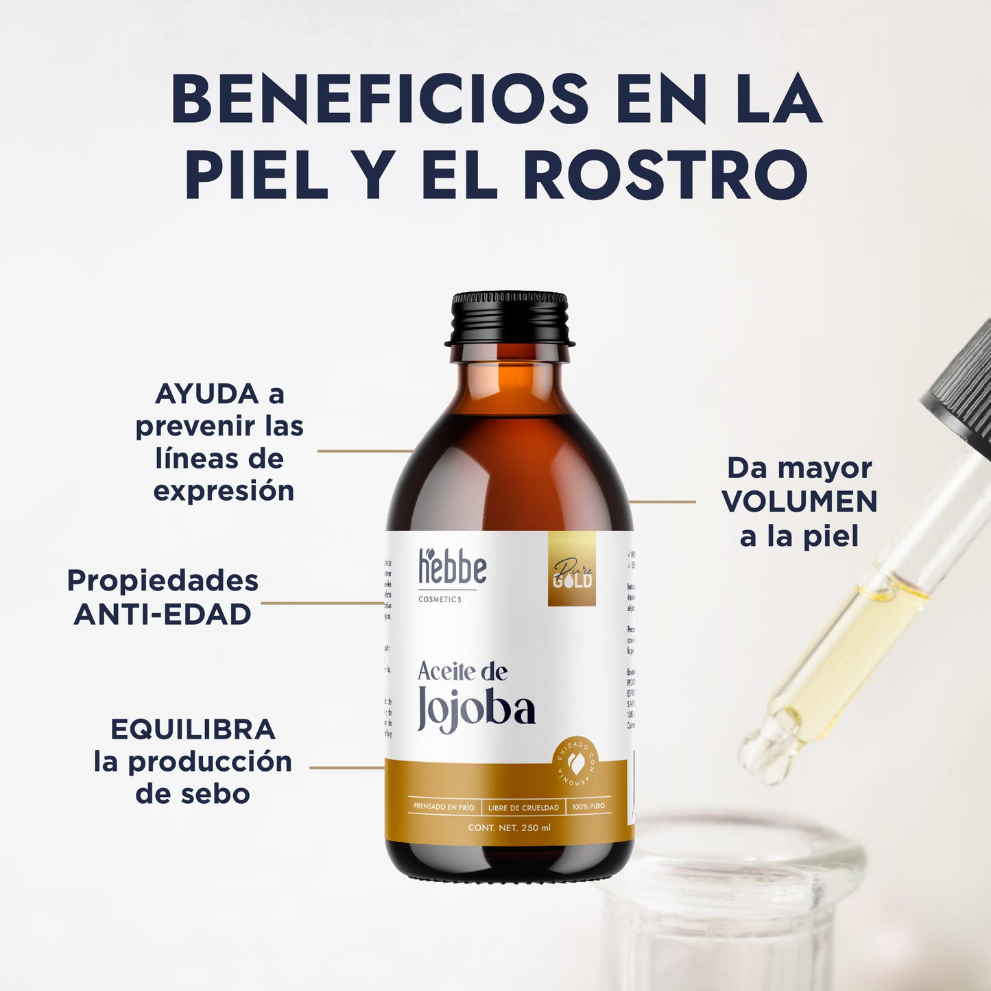 Aceite de Jojoba Cera natural | Facial, Capilar y Corporal | Seborregulador, Hidratante y Antioxidante Natural