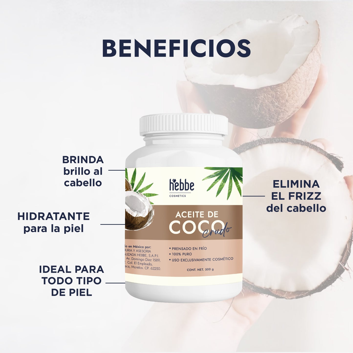 Aceite Crudo de Coco Virgen | Hidratante Profundo, Protector Capilar y Antioxidante