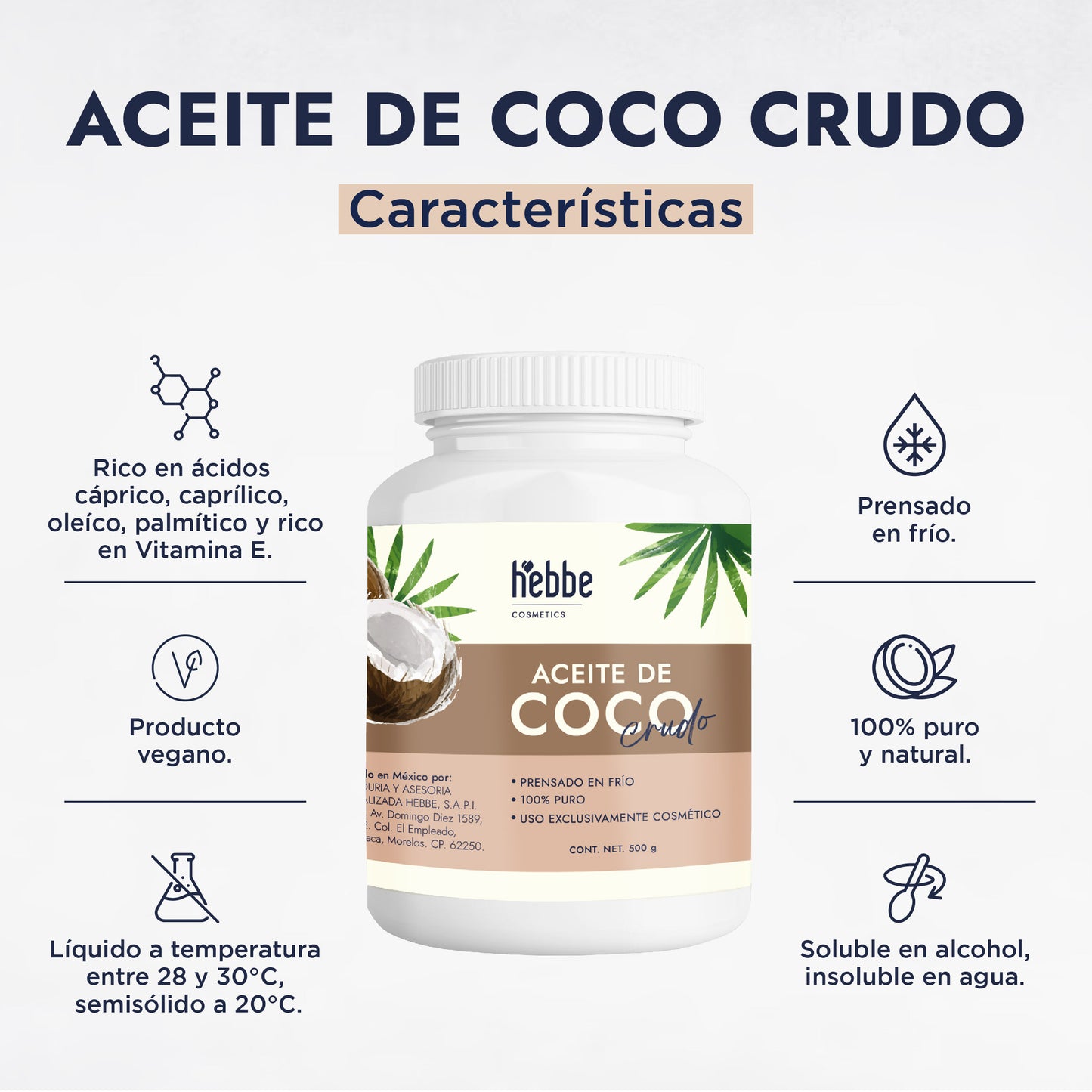 Aceite Crudo de Coco Virgen | Hidratante Profundo, Protector Capilar y Antioxidante