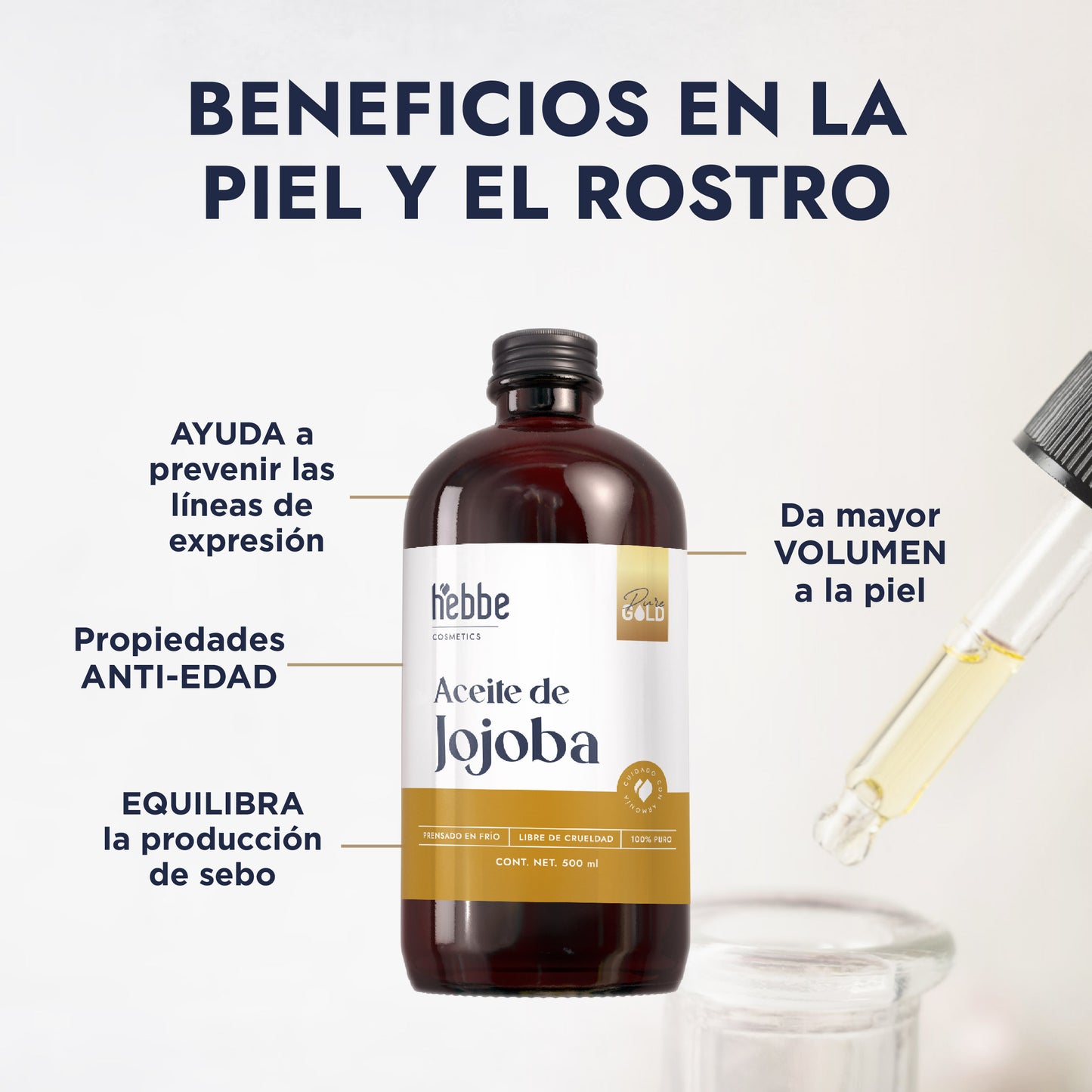 Aceite de Jojoba Cera natural | Facial, Capilar y Corporal | Seborregulador, Hidratante y Antioxidante Natural