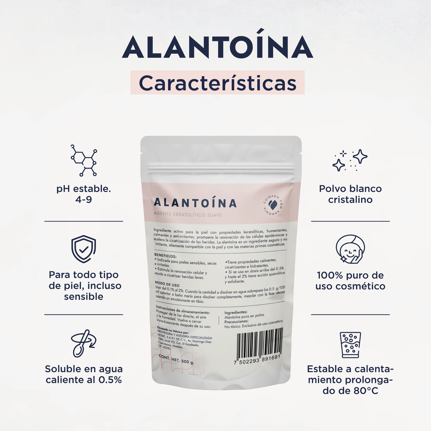 Alantoína | Activo Cosmético Clásico | Calmante, Reparadora y Suavizante