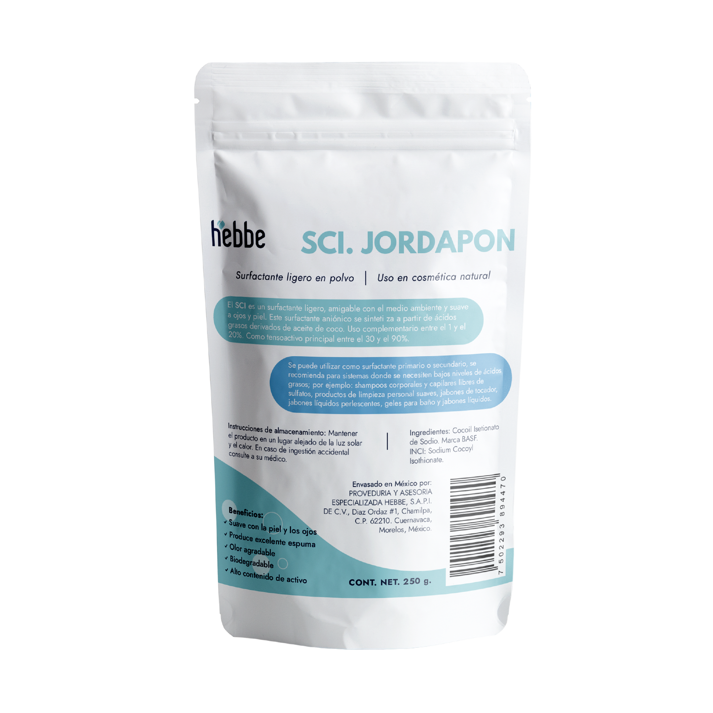 Jordapon (SCI) | Tensioactivo de Cosmética Sólida | Limpiador Sulfate-Free y Espuma Cremosa