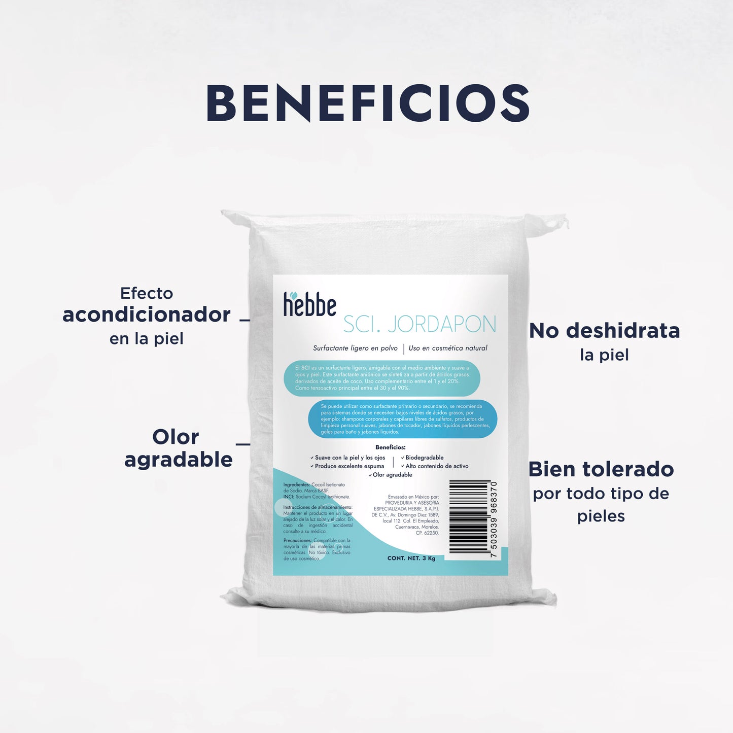 Jordapon (SCI) | Tensioactivo de Cosmética Sólida | Limpiador Sulfate-Free y Espuma Cremosa