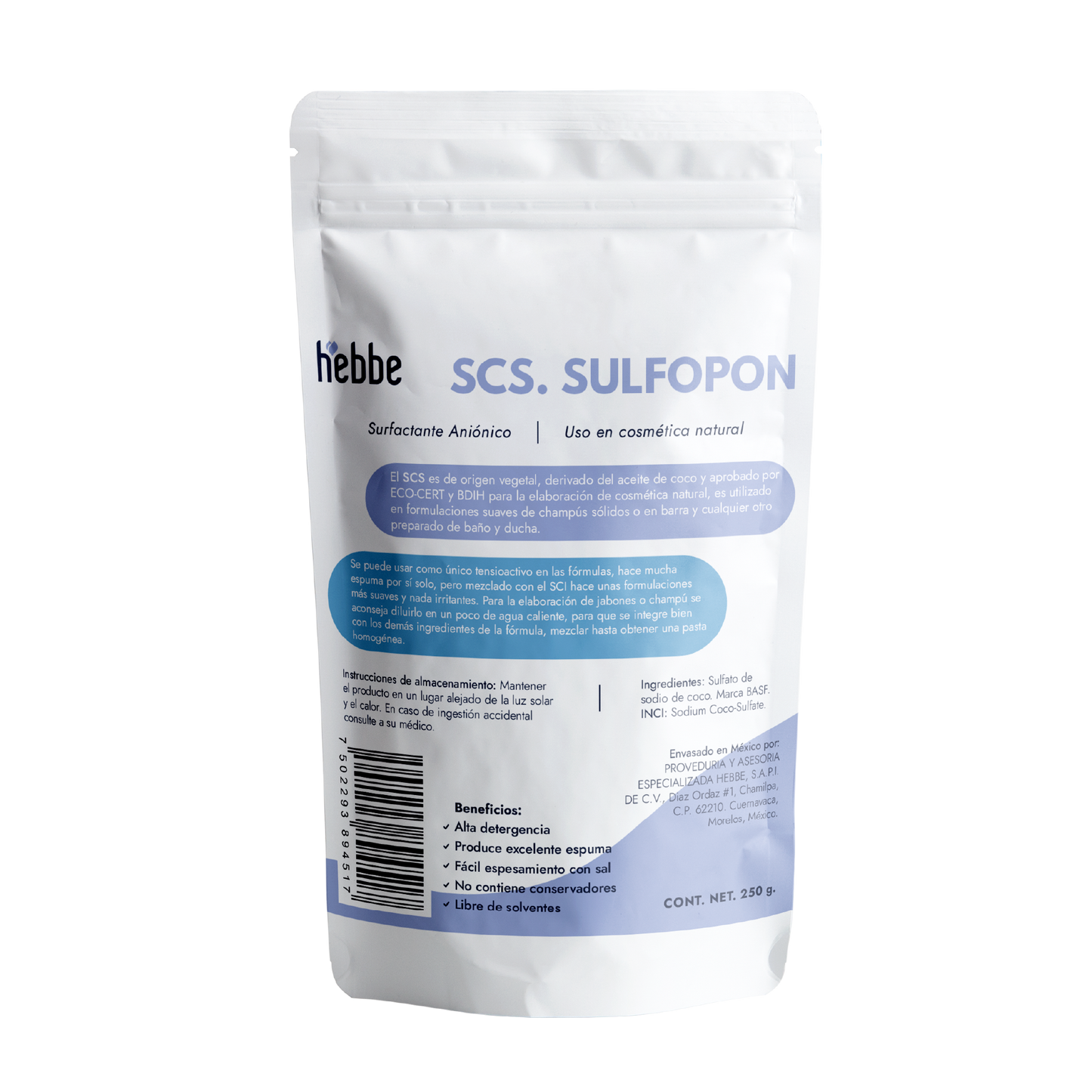 Sulfopon (Coco Sulfato de Sodio) | Tensioactivo Aniónico Potente | Shampoo Sólido y Limpieza Profunda