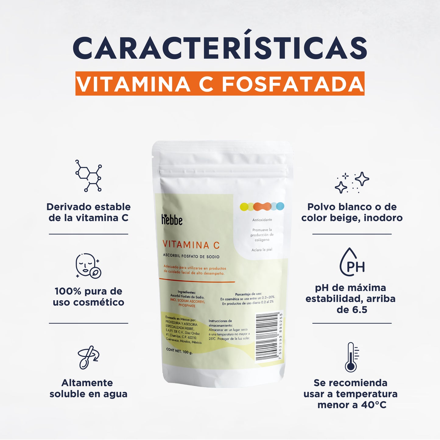 Vitamina C Fosfatada | Facial y Corporal | Estabilidad, Anti-acné y Luminosidad
