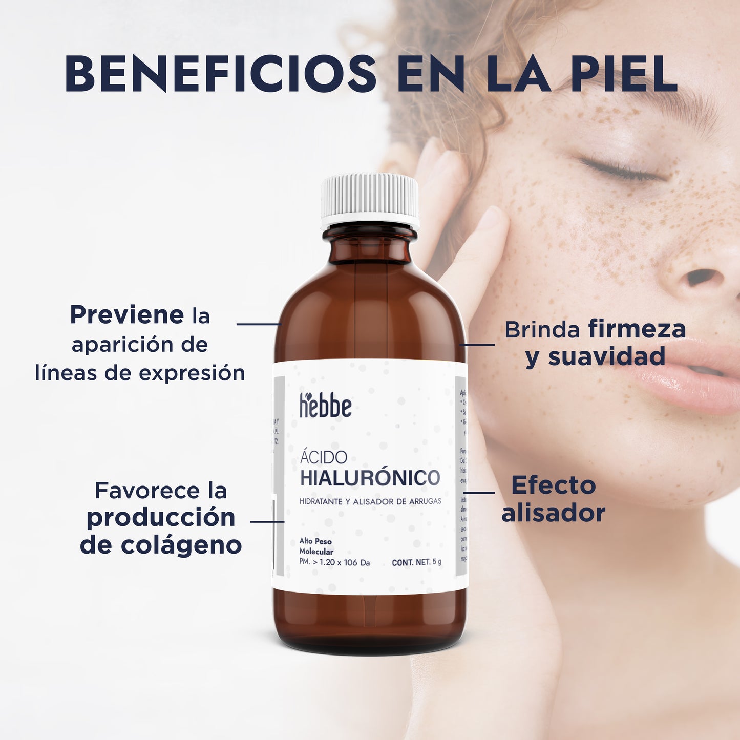 Ácido Hialurónico (Alto Peso Molecular) | Penetración cutánea superficial | Humectante Filmógeno y Relleno Inmediato