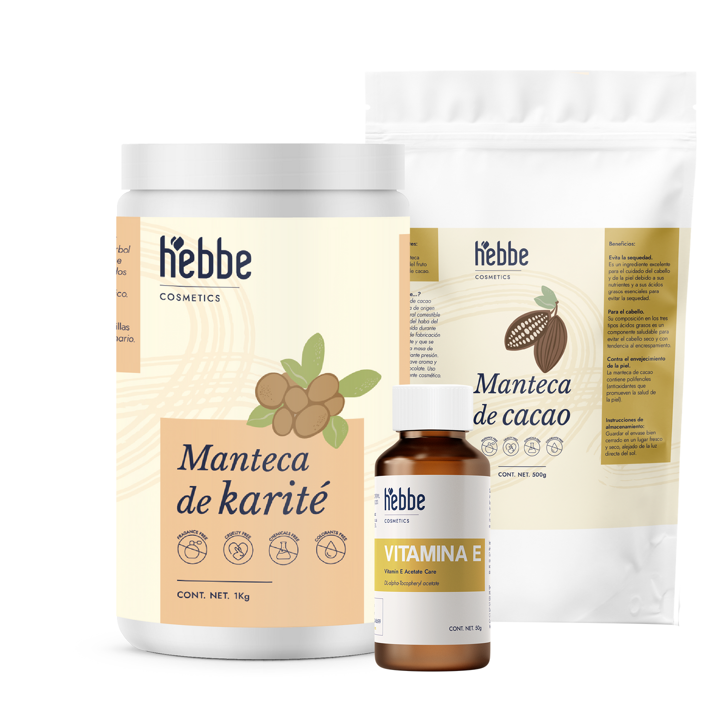 Kit balsamo | Corporal o Facial | 1 Kg Manteca de Karité, 500 g Manteca de Cacao y 50 g Vitamina E