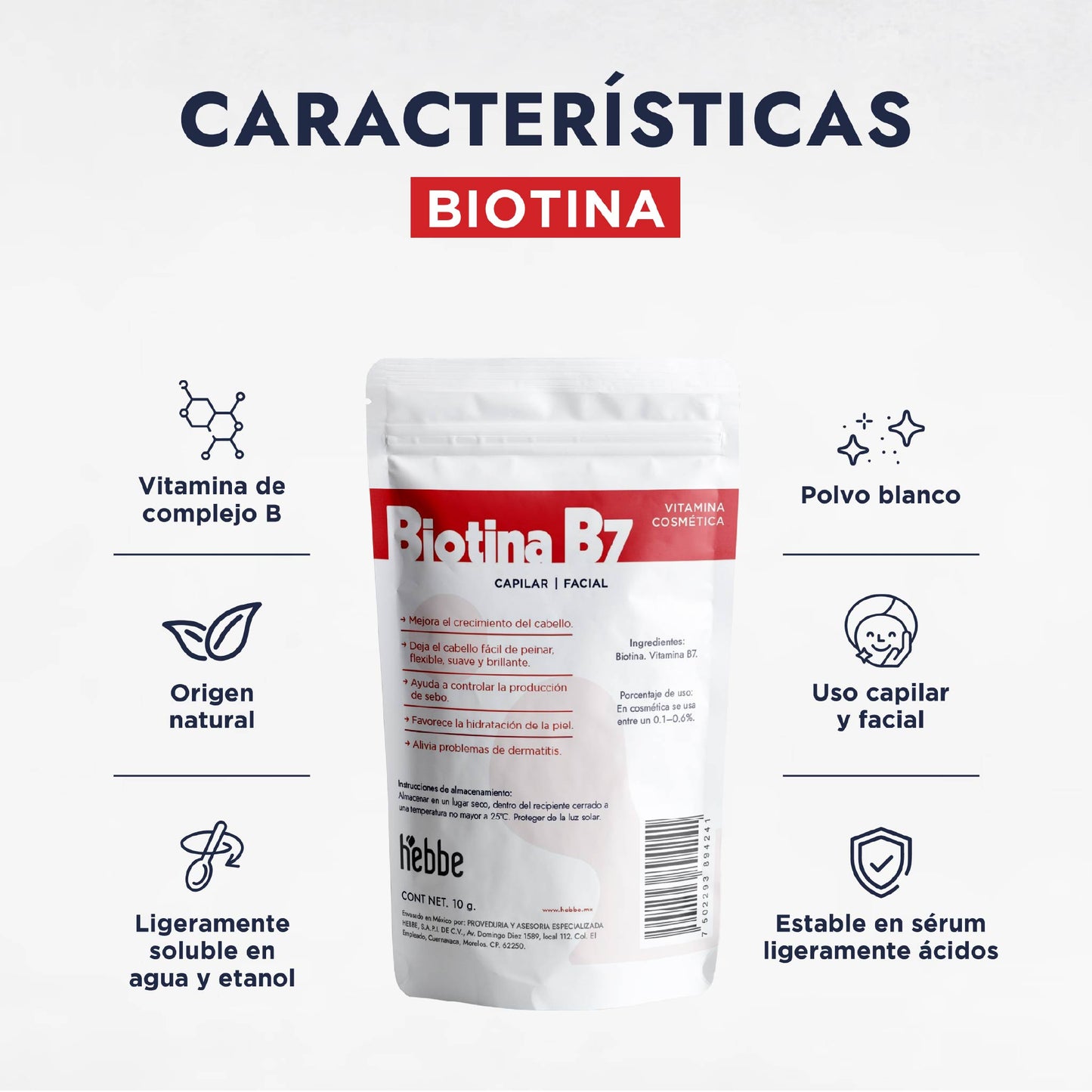Biotina (B7) | Facial, Capilar y Uñas | Fortalecedor de Queratina y Crecimiento Capilar