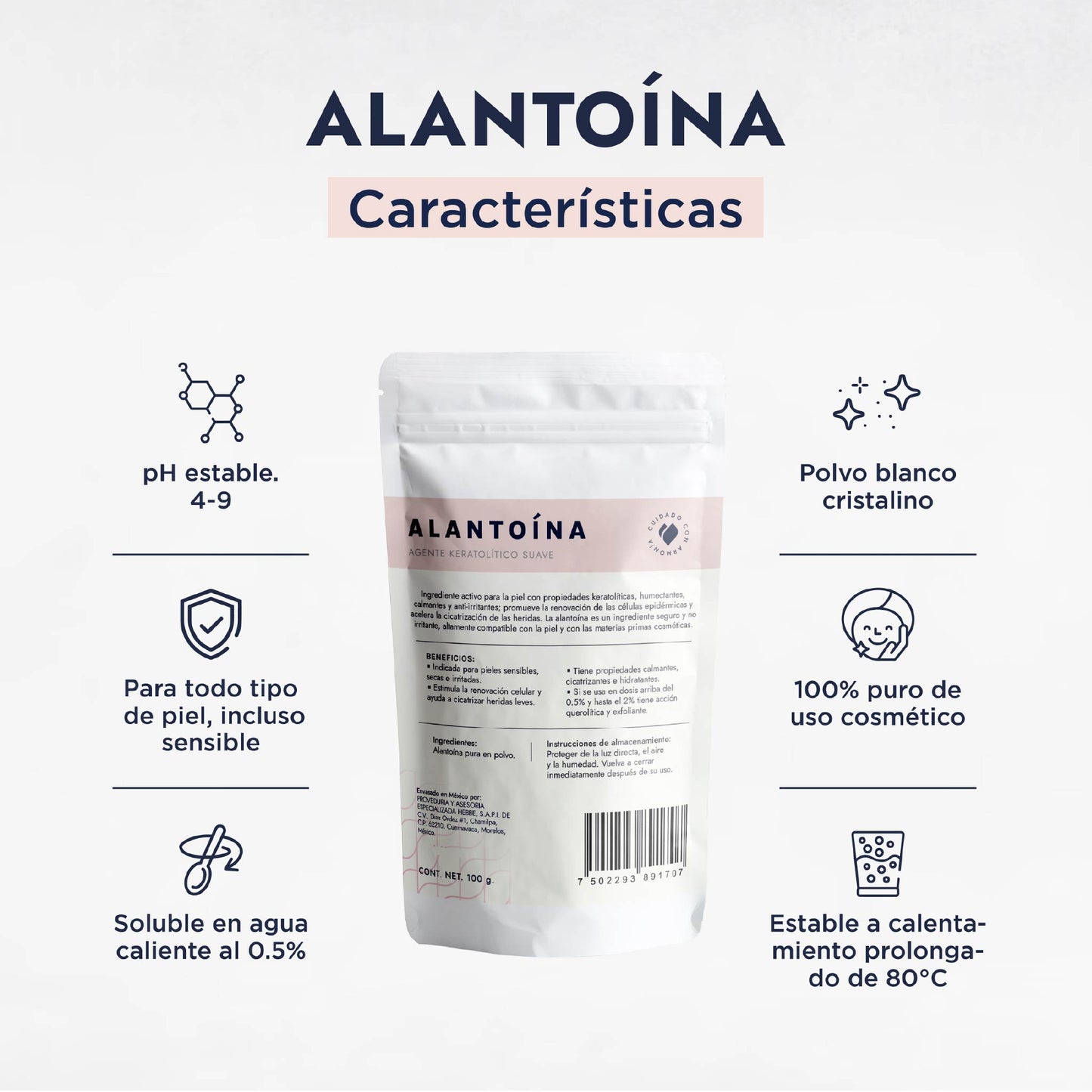 Alantoína | Activo Cosmético Clásico | Calmante, Reparadora y Suavizante
