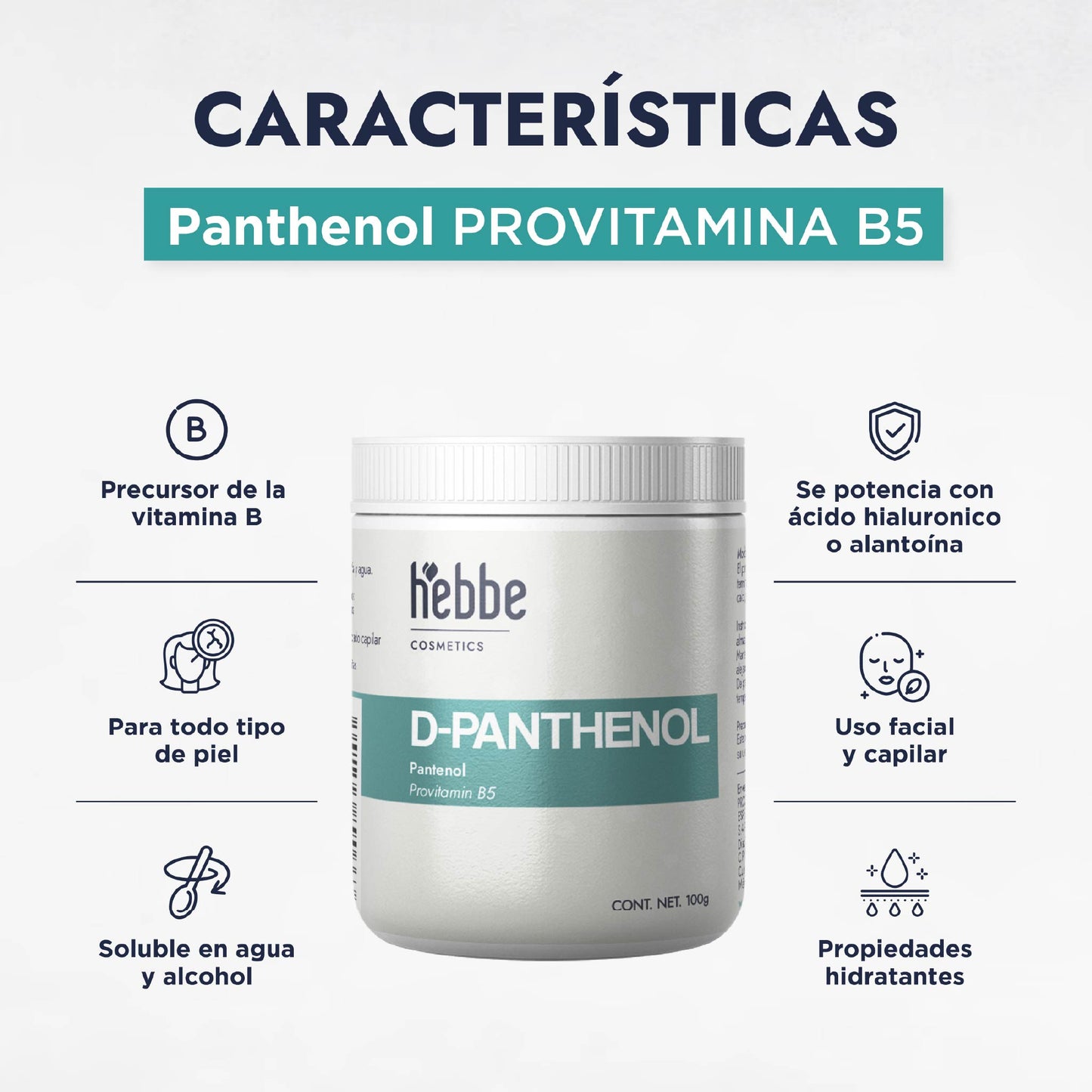 D – Pantenol (Pro-Vitamina B5) | Facial, Corporal, Capilar | Hidratante, Calmante y Cicatrizante