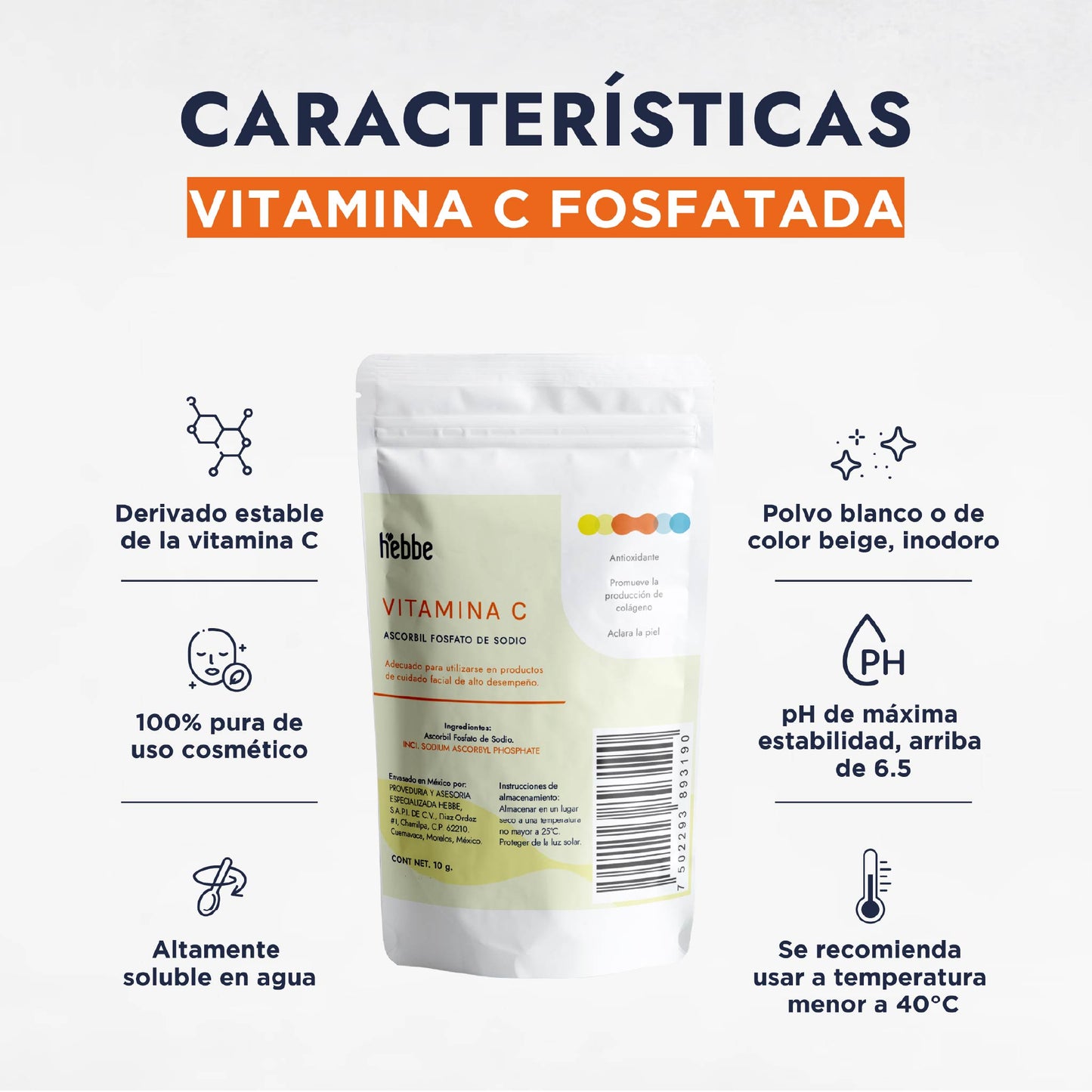 Vitamina C Fosfatada | Facial y Corporal | Estabilidad, Anti-acné y Luminosidad