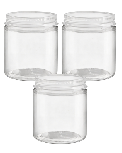Frascos Rectos | 4 oz |Tarro de Vidrio Transparente con Tapa Metálica | Grado farmacéutico