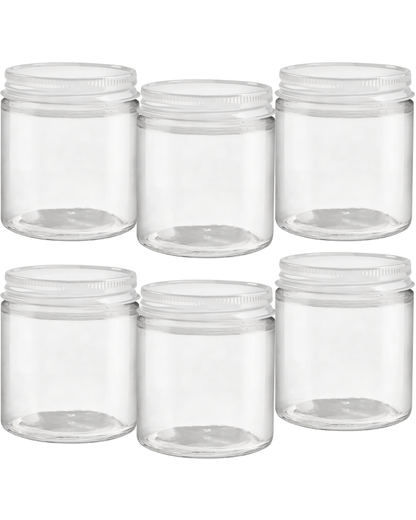 Frascos Rectos | 4 oz |Tarro de Vidrio Transparente con Tapa Metálica | Grado farmacéutico