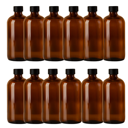 Botella Boston | 16 oz | Envase de Vidrio Ámbar | Grado farmacéutico