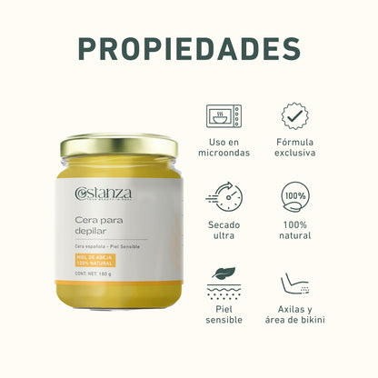 Kit de Depilación | Cera Española, Gel Post-Depilatorio y Aplicadores para una Piel Suave y Cuidada