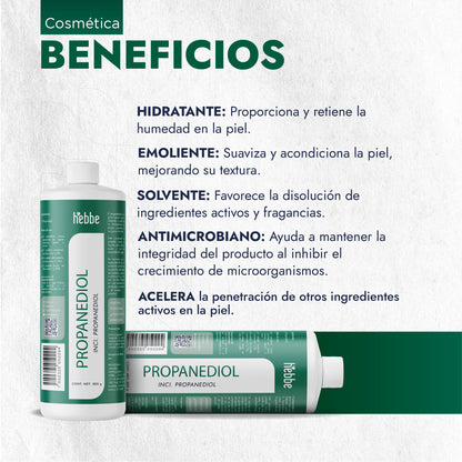 Propanediol Natural | Facial, Capilar y Corporal | Solvente, Humectante y Potenciador Sensorial