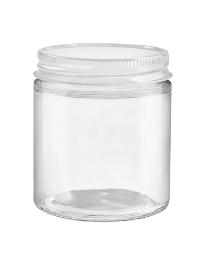 Frascos Rectos | 4 oz |Tarro de Vidrio Transparente con Tapa Metálica | Grado farmacéutico