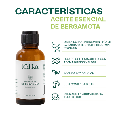 Aceite Esencial de Bergamota | Aromaterapia y Spa | Calmante, Purificante y Elevador del Ánimo para Piel y Mente