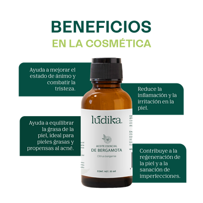 Aceite Esencial de Bergamota | Aromaterapia y Spa | Calmante, Purificante y Elevador del Ánimo para Piel y Mente