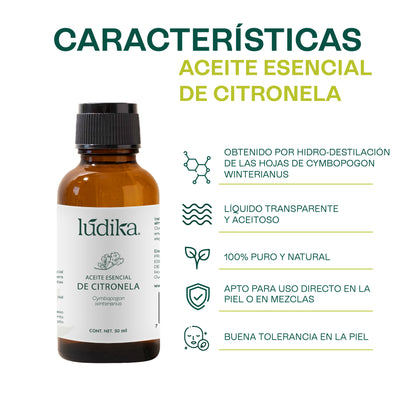 Aceite Esencial de Citronela | Corporal, Spa y Aromaterapia | Repelente Natural, Calmante y Purificante para Piel y Ambiente