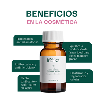 Aceite Esencial de Geranio | Facial, Spa y Aromaterapia | El Equilibrio Floral para Piel Radiante, Cabello Saludable y Bienestar Emocional