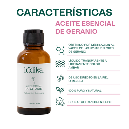 Aceite Esencial de Geranio | Facial, Spa y Aromaterapia | El Equilibrio Floral para Piel Radiante, Cabello Saludable y Bienestar Emocional