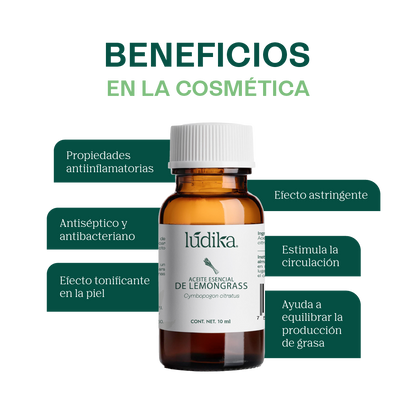 Aceite Esencial de Lemongrass | Facial, Capilar y Spa | Control de Grasa, Antiacné y Revitalizante para Piel y Cabello