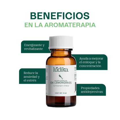Aceite Esencial de Lemongrass | Facial, Capilar y Spa | Control de Grasa, Antiacné y Revitalizante para Piel y Cabello