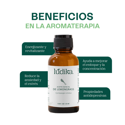 Aceite Esencial de Lemongrass | Facial, Capilar y Spa | Control de Grasa, Antiacné y Revitalizante para Piel y Cabello