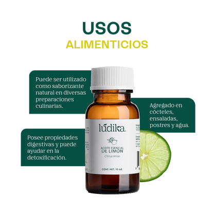 Aceite Esencial de Limón | Alimenticio, Facial y Aromaterapia | Iluminador Cutáneo, Purificante y Energizante para Piel y Ambiente