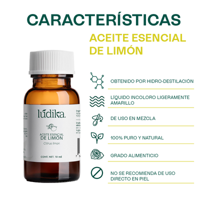 Aceite Esencial de Limón | Alimenticio, Facial y Aromaterapia | Iluminador Cutáneo, Purificante y Energizante para Piel y Ambiente