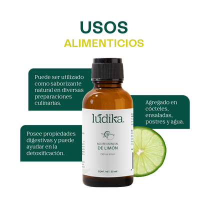 Aceite Esencial de Limón | Alimenticio, Facial y Aromaterapia | Iluminador Cutáneo, Purificante y Energizante para Piel y Ambiente