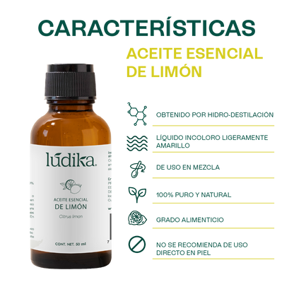 Aceite Esencial de Limón | Alimenticio, Facial y Aromaterapia | Iluminador Cutáneo, Purificante y Energizante para Piel y Ambiente