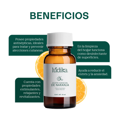 Aceite Esencial de Naranja | Alimenticio y Cosmético | Rejuvenecedor, Purificante y Vibrante para Piel, Cabello y Ánimo