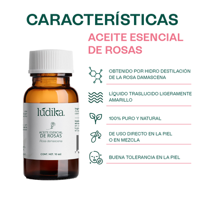 Aceite Esencial de Rosa Damascena | Facial, Spa y Aromaterapia | Elixir de Juventud para Piel Radiante y Bienestar Emocional
