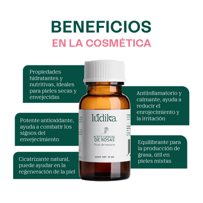 Aceite Esencial de Rosa Damascena | Facial, Spa y Aromaterapia | Elixir de Juventud para Piel Radiante y Bienestar Emocional