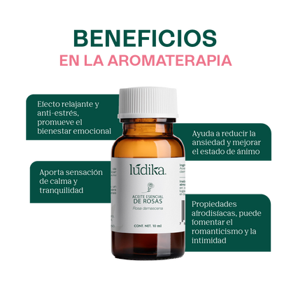Aceite Esencial de Rosa Damascena | Facial, Spa y Aromaterapia | Elixir de Juventud para Piel Radiante y Bienestar Emocional