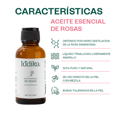 Aceite Esencial de Rosa Damascena | Facial, Spa y Aromaterapia | Elixir de Juventud para Piel Radiante y Bienestar Emocional