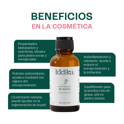 Aceite Esencial de Rosa Damascena | Facial, Spa y Aromaterapia | Elixir de Juventud para Piel Radiante y Bienestar Emocional