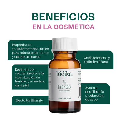 Aceite Esencial de Salvia | Corporal, Spa  y Aromaterapia| Clarificante Mental, Regenerador Cutáneo y Equilibrante para Piel y Cabello