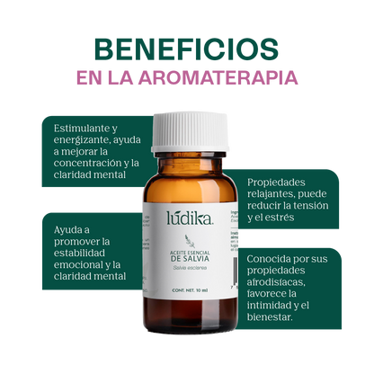 Aceite Esencial de Salvia | Corporal, Spa  y Aromaterapia| Clarificante Mental, Regenerador Cutáneo y Equilibrante para Piel y Cabello