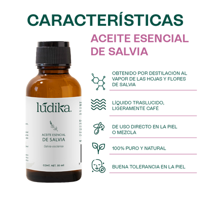 Aceite Esencial de Salvia | Corporal, Spa  y Aromaterapia| Clarificante Mental, Regenerador Cutáneo y Equilibrante para Piel y Cabello