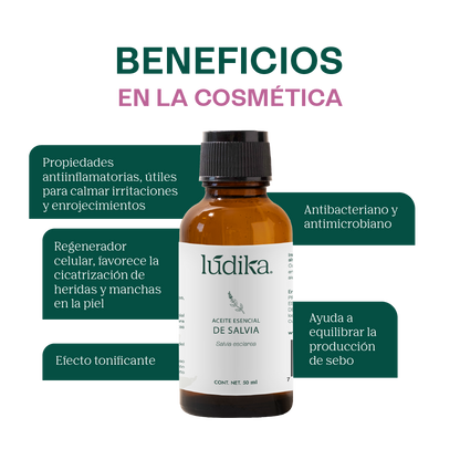 Aceite Esencial de Salvia | Corporal, Spa  y Aromaterapia| Clarificante Mental, Regenerador Cutáneo y Equilibrante para Piel y Cabello