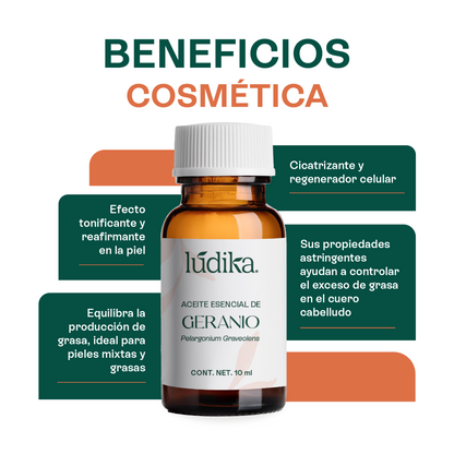 Aceite Esencial de Geranio | Facial, Spa y Aromaterapia | El Equilibrio Floral para Piel Radiante, Cabello Saludable y Bienestar Emocional